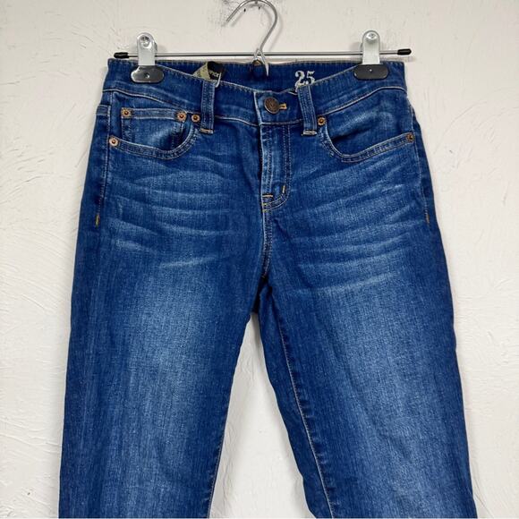 J Crew Blue Mid Rise Toothpick Jeans Womens 25 Skinny Denim Classic Casual - Picture 4 of 7